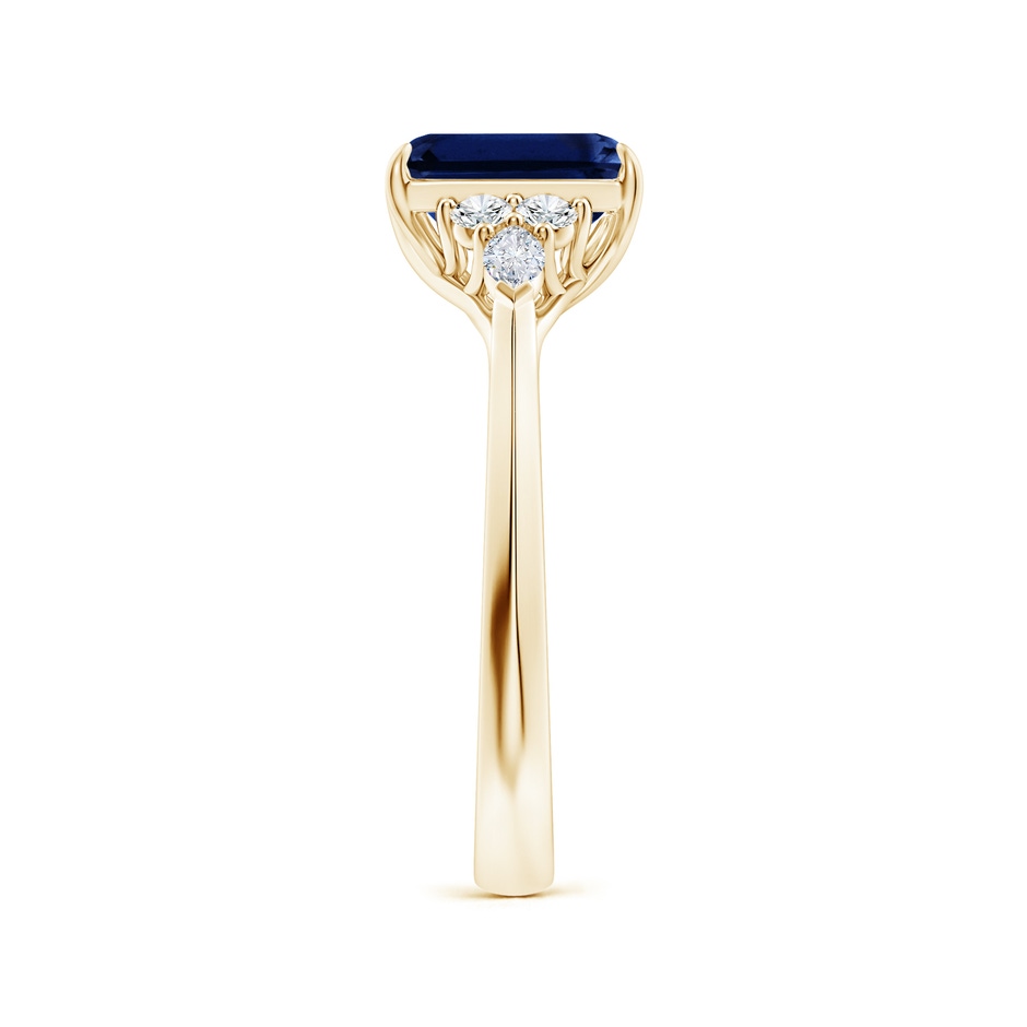 8x6mm AAA Emerald-Cut Blue Sapphire Side Stone Engagement Ring with Diamonds in Yellow Gold side 299