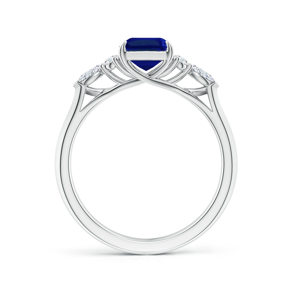 8x6mm AAAA Emerald-Cut Blue Sapphire Side Stone Engagement Ring with Diamonds in P950 Platinum side 199