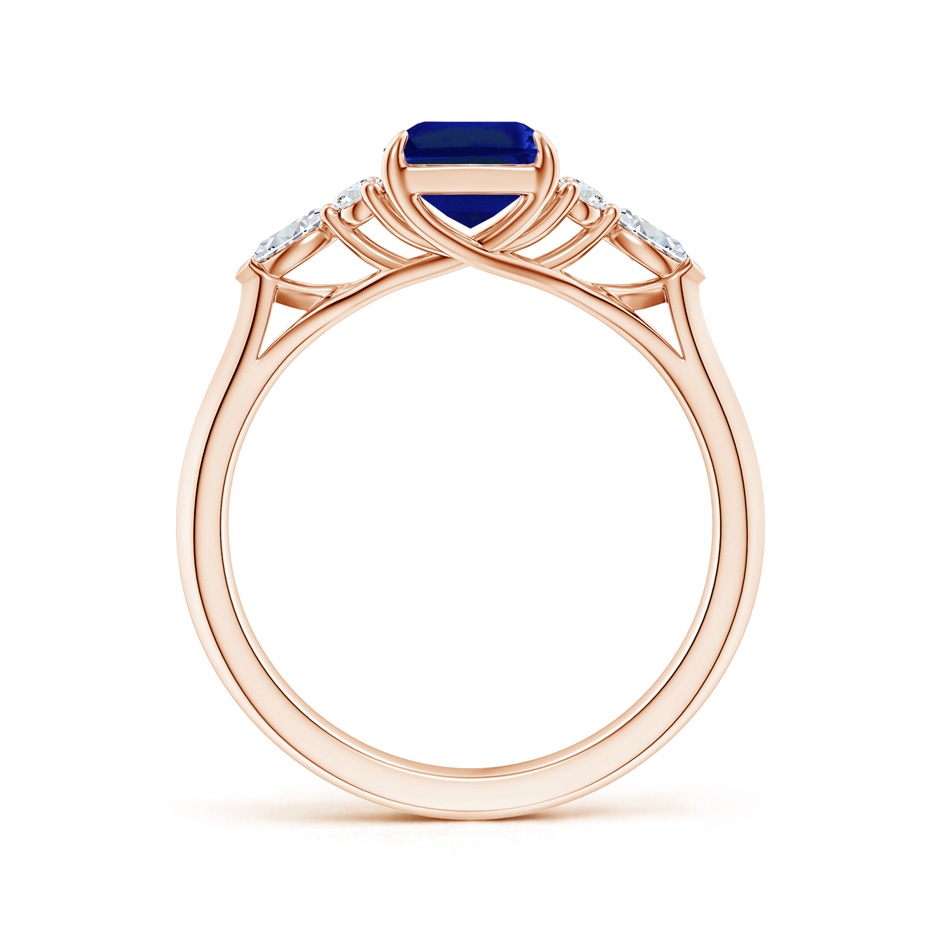 8x6mm AAAA Emerald-Cut Blue Sapphire Side Stone Engagement Ring with Diamonds in Rose Gold side 199