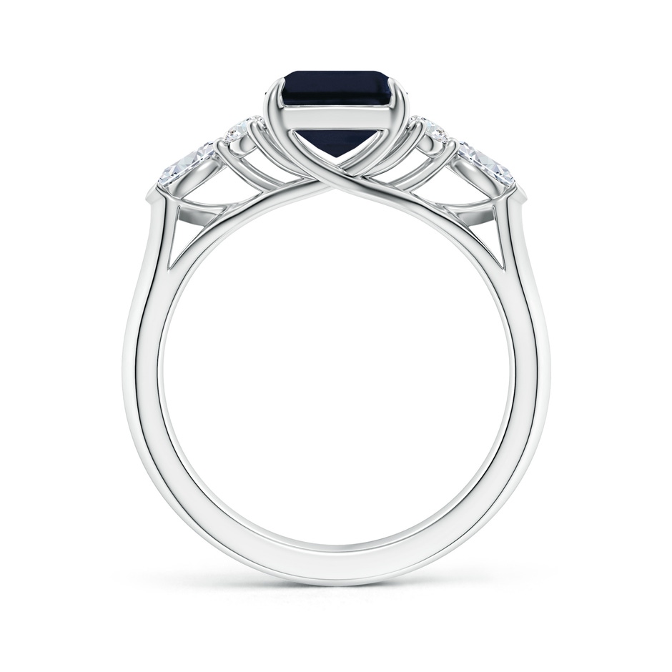 9x7mm A Emerald-Cut Blue Sapphire Side Stone Engagement Ring with Diamonds in White Gold side 199