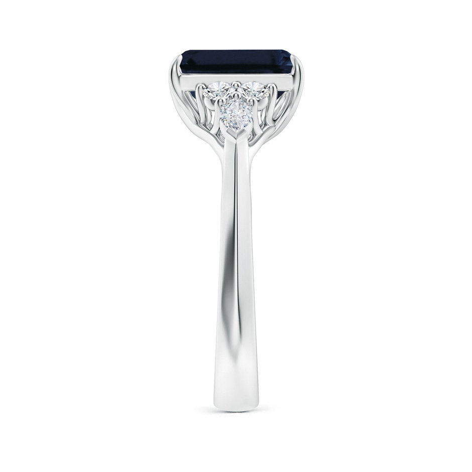 9x7mm A Emerald-Cut Blue Sapphire Side Stone Engagement Ring with Diamonds in White Gold side 299