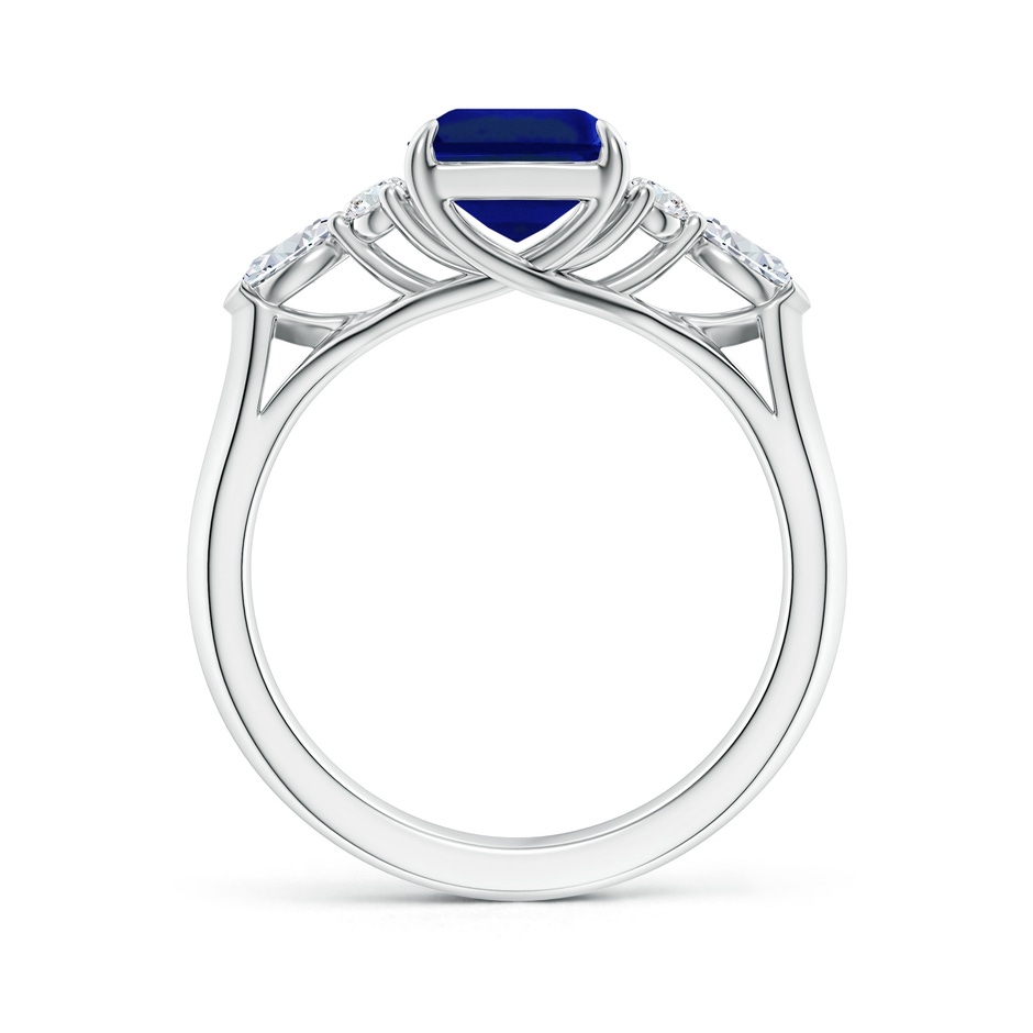 9x7mm AAAA Emerald-Cut Blue Sapphire Side Stone Engagement Ring with Diamonds in P950 Platinum side 199