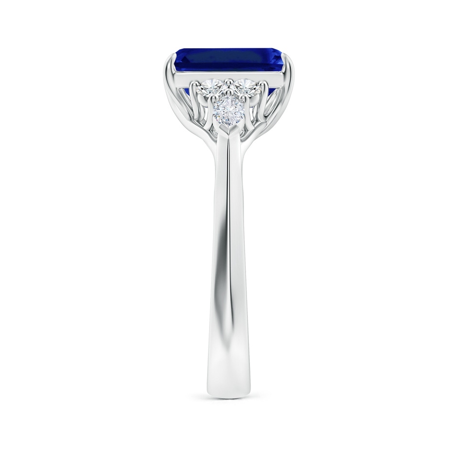 9x7mm AAAA Emerald-Cut Blue Sapphire Side Stone Engagement Ring with Diamonds in P950 Platinum side 299