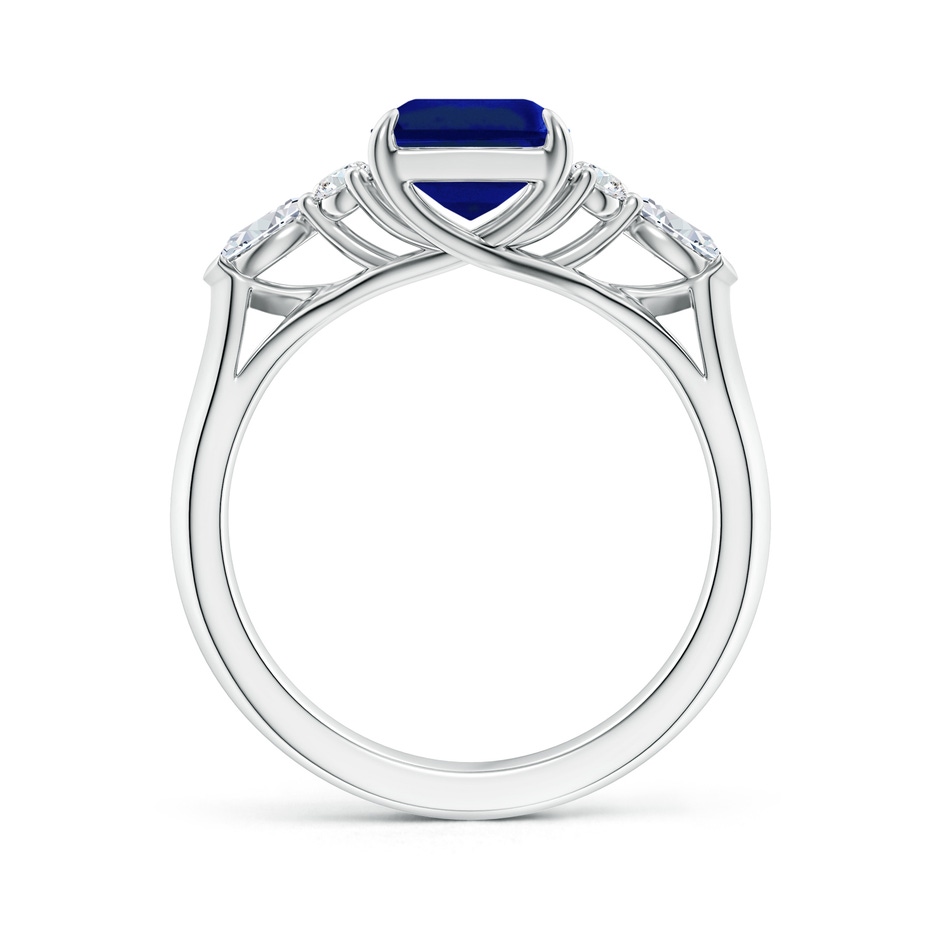 9x7mm Lab-Grown Emerald-Cut Blue Sapphire Side Stone Engagement Ring with Diamonds in White Gold side 199