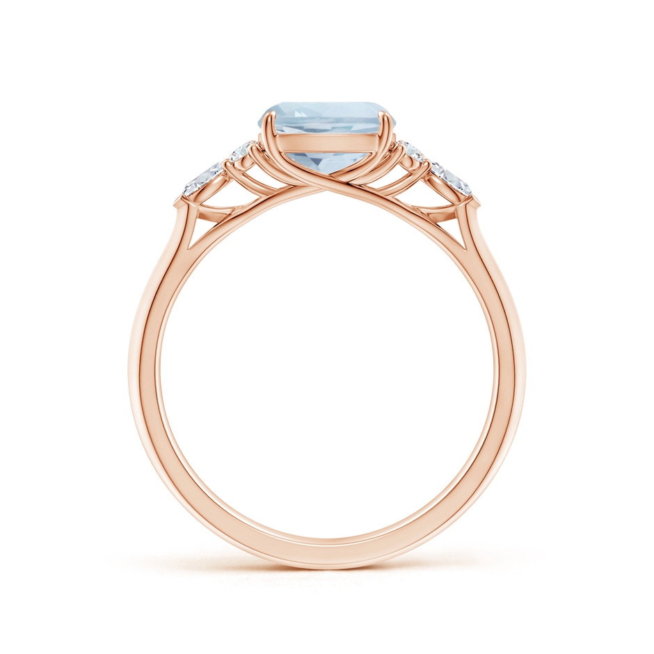 7mm A Cushion Aquamarine Side Stone Engagement Ring with Diamonds in Rose Gold side 199