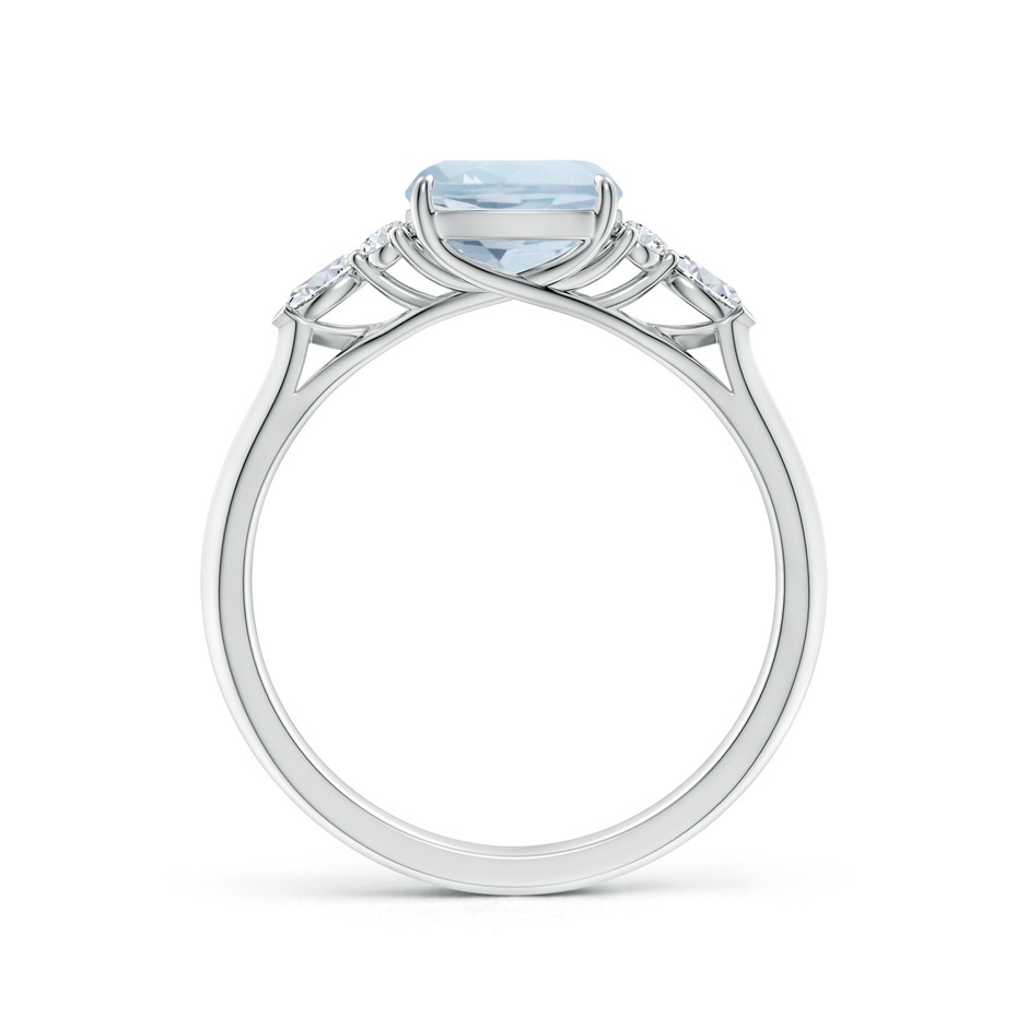 7mm A Cushion Aquamarine Side Stone Engagement Ring with Diamonds in White Gold side 199