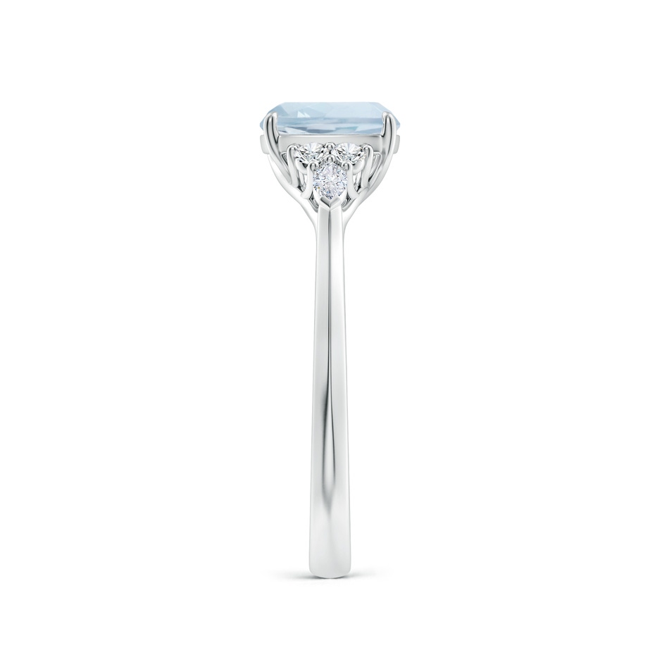 7mm A Cushion Aquamarine Side Stone Engagement Ring with Diamonds in White Gold side 299