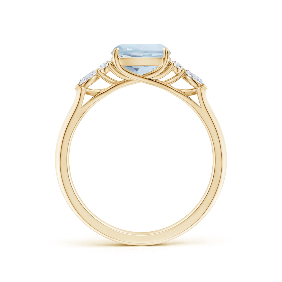7mm A Cushion Aquamarine Side Stone Engagement Ring with Diamonds in Yellow Gold side 199