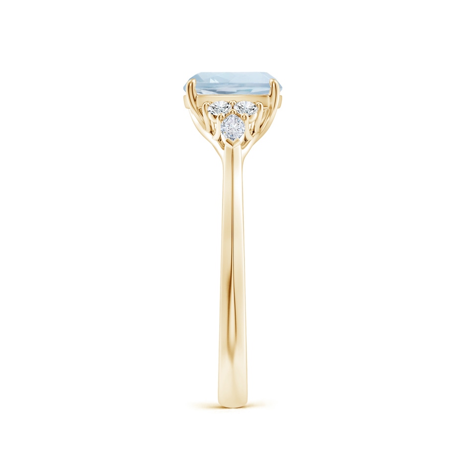 7mm A Cushion Aquamarine Side Stone Engagement Ring with Diamonds in Yellow Gold side 299