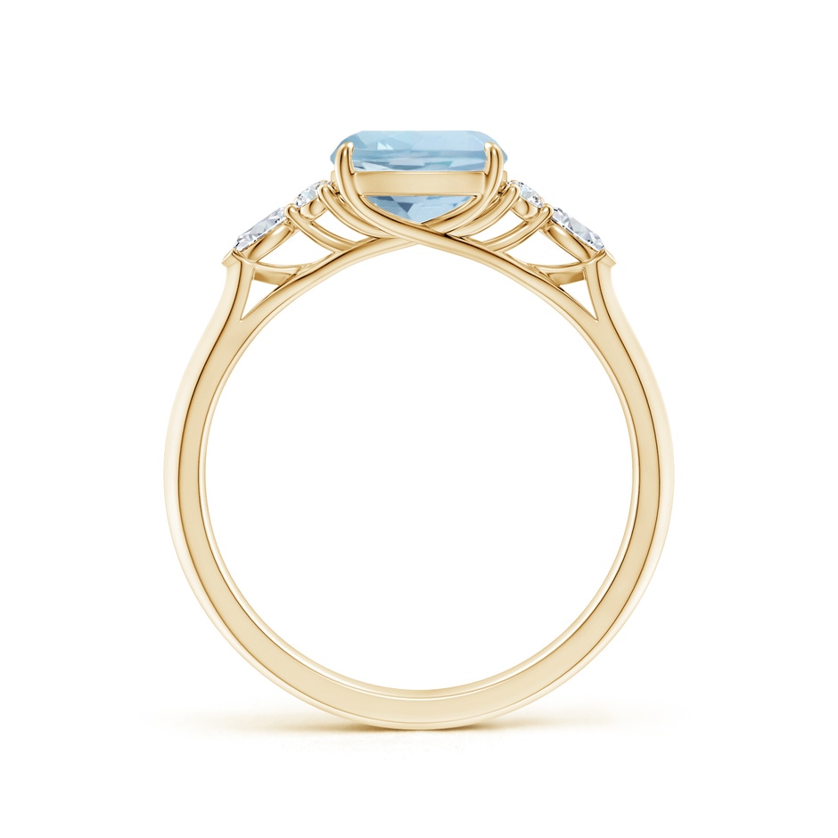 7mm AA Cushion Aquamarine Side Stone Engagement Ring with Diamonds in 9K Yellow Gold side 199