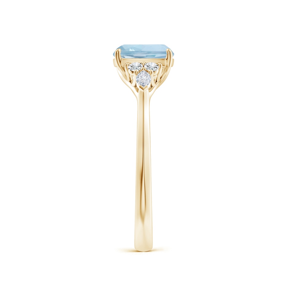 7mm AA Cushion Aquamarine Side Stone Engagement Ring with Diamonds in 9K Yellow Gold side 299