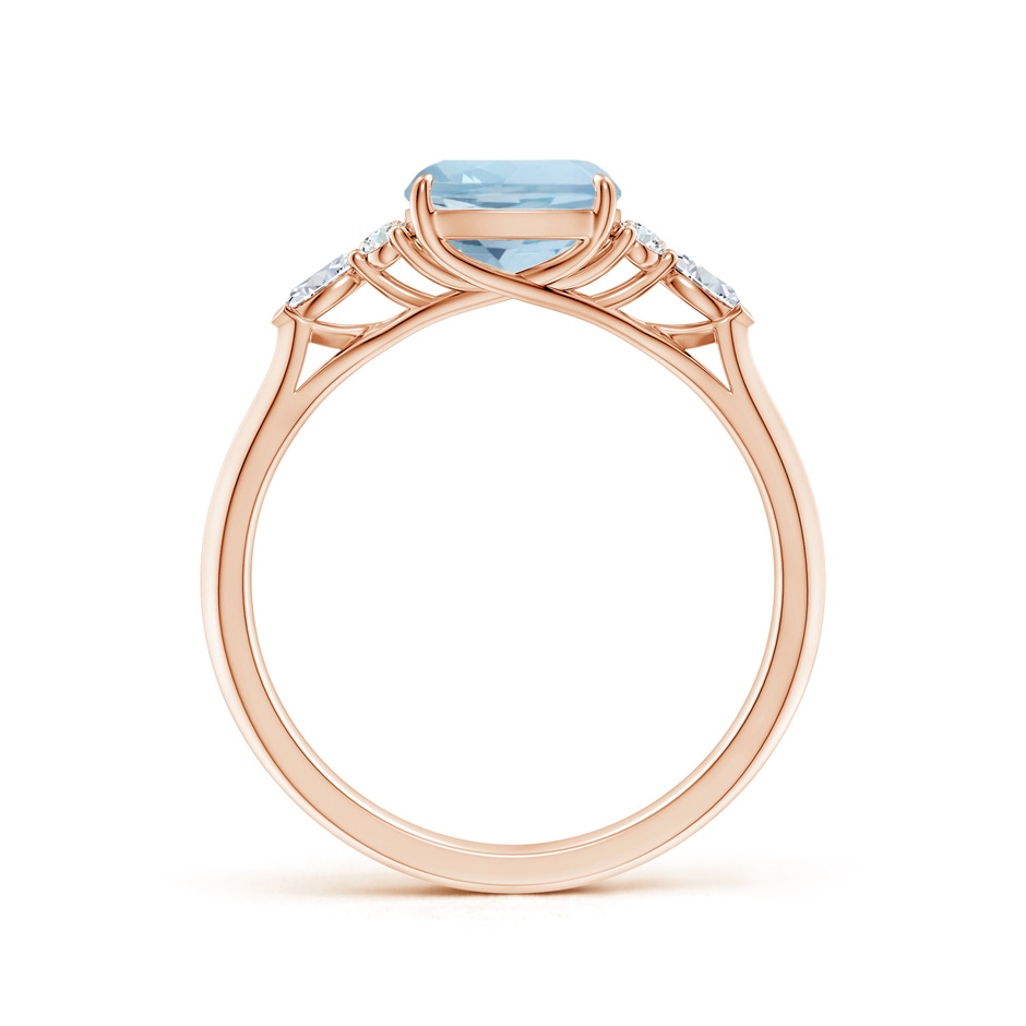 7mm AA Cushion Aquamarine Side Stone Engagement Ring with Diamonds in Rose Gold side 199