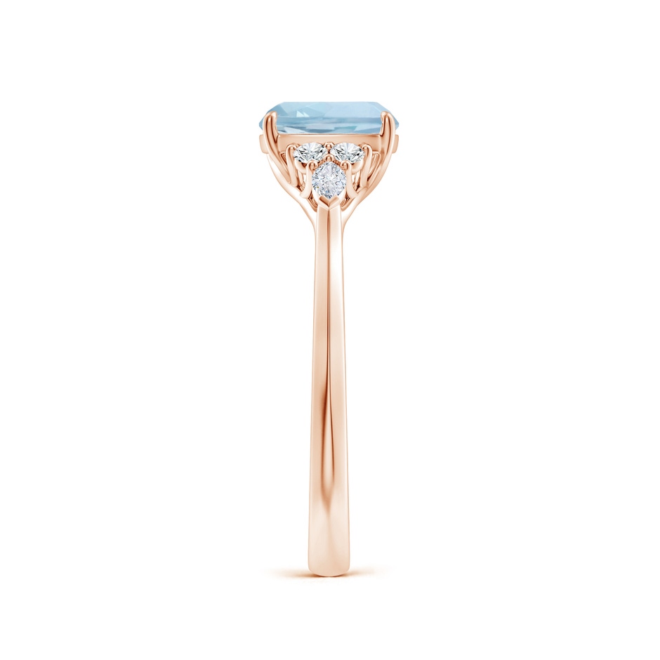 7mm AA Cushion Aquamarine Side Stone Engagement Ring with Diamonds in Rose Gold side 299