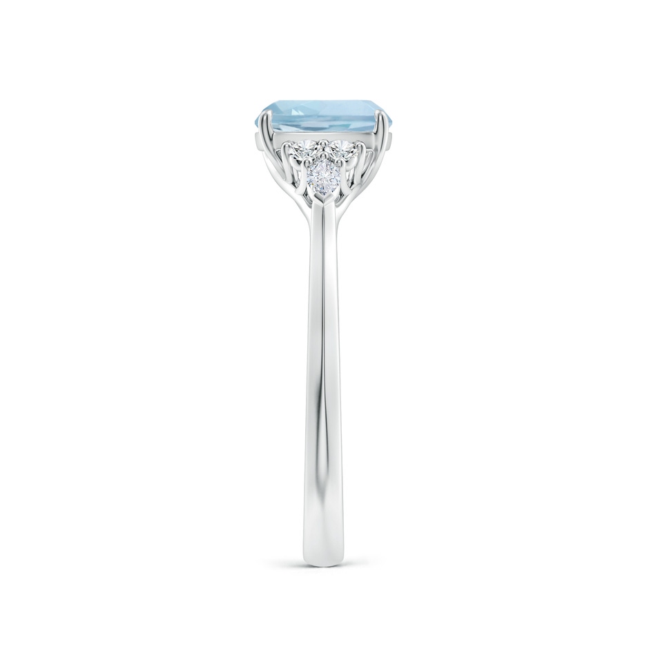 7mm AA Cushion Aquamarine Side Stone Engagement Ring with Diamonds in S999 Silver side 299