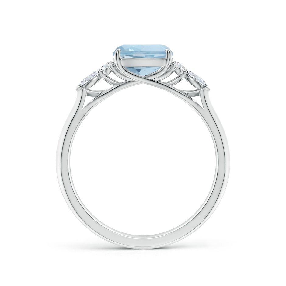 7mm AA Cushion Aquamarine Side Stone Engagement Ring with Diamonds in White Gold side 199