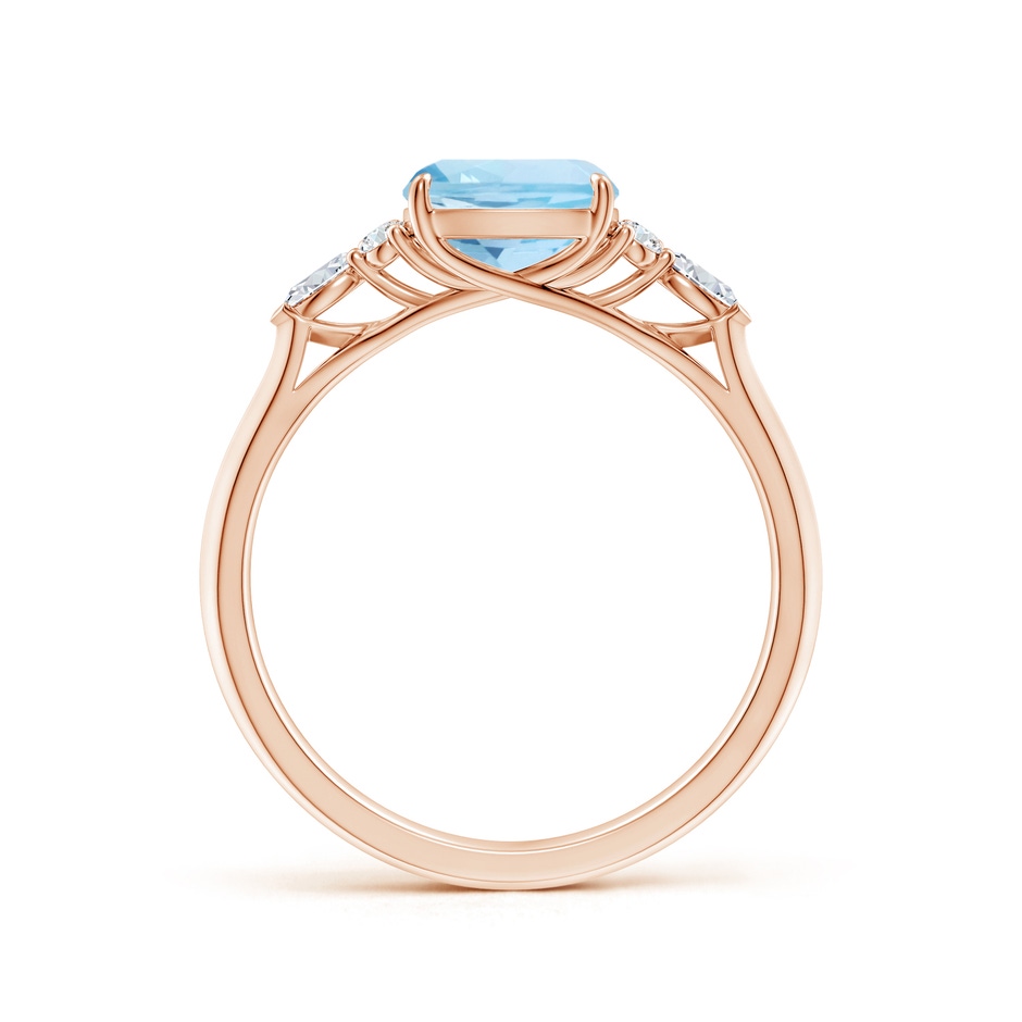 7mm AAA Cushion Aquamarine Side Stone Engagement Ring with Diamonds in Rose Gold side 199