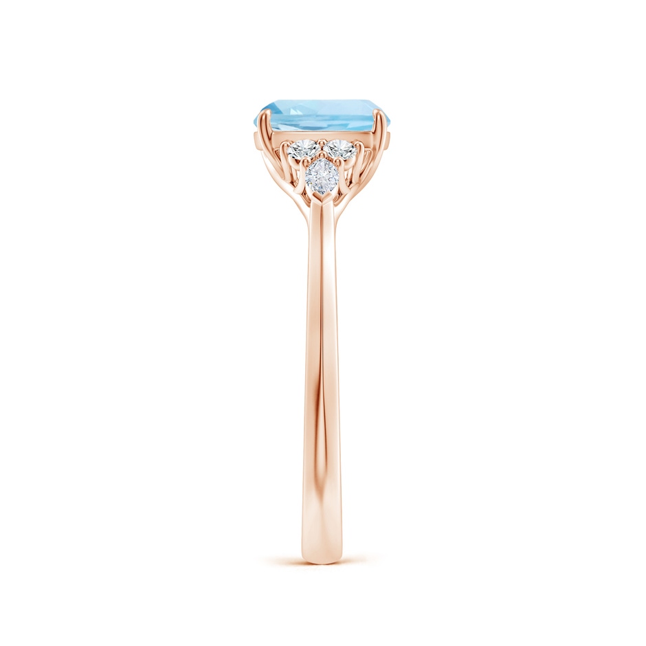 7mm AAA Cushion Aquamarine Side Stone Engagement Ring with Diamonds in Rose Gold side 299