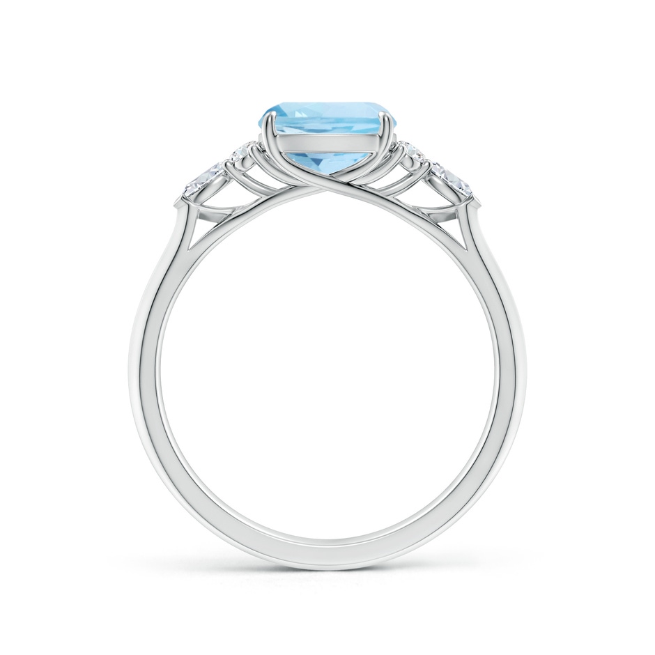 7mm AAA Cushion Aquamarine Side Stone Engagement Ring with Diamonds in S999 Silver side 199