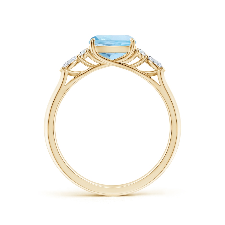 7mm AAA Cushion Aquamarine Side Stone Engagement Ring with Diamonds in Yellow Gold side 199