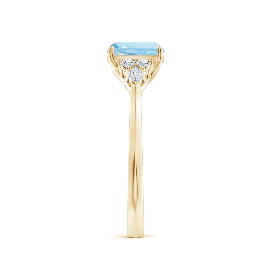 7mm AAA Cushion Aquamarine Side Stone Engagement Ring with Diamonds in Yellow Gold side 299