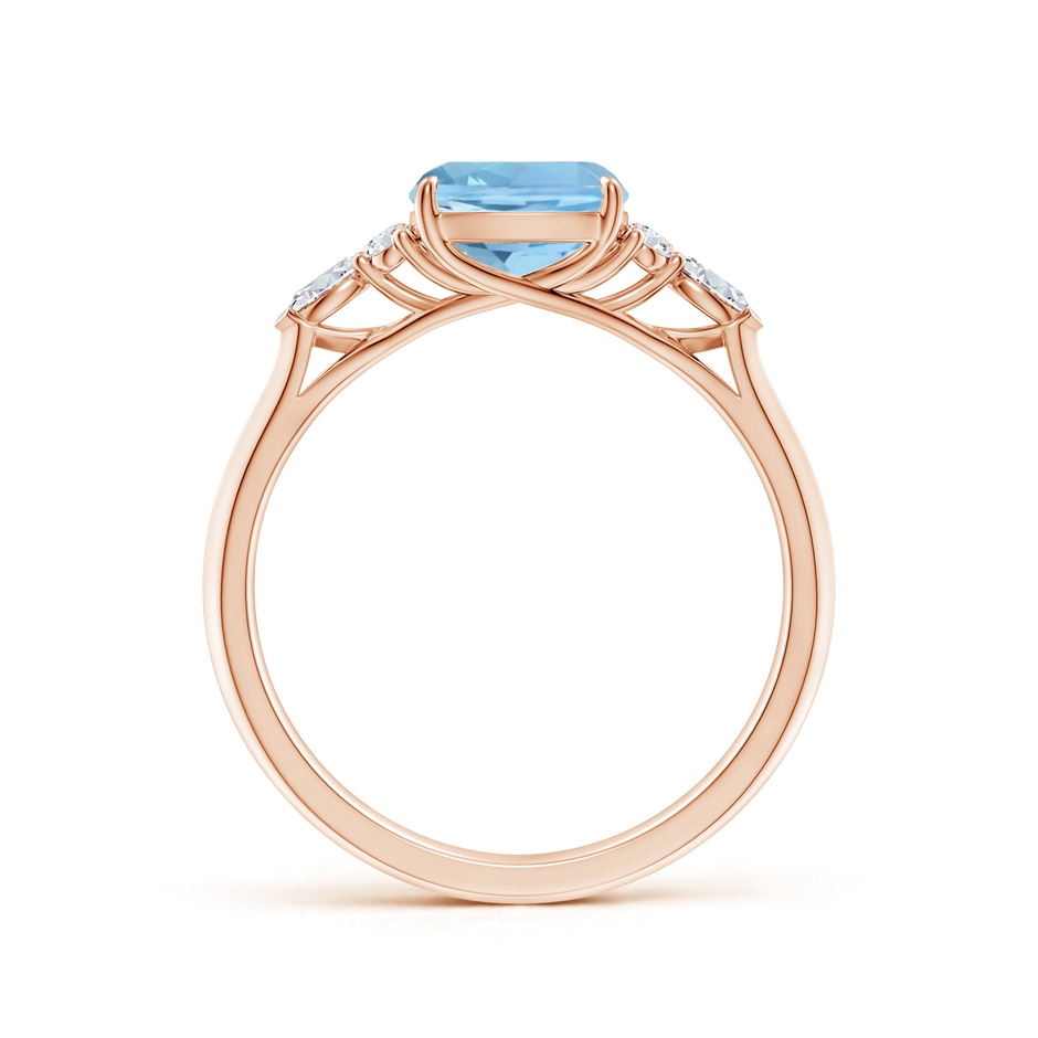 7mm AAAA Cushion Aquamarine Side Stone Engagement Ring with Diamonds in Rose Gold side 199