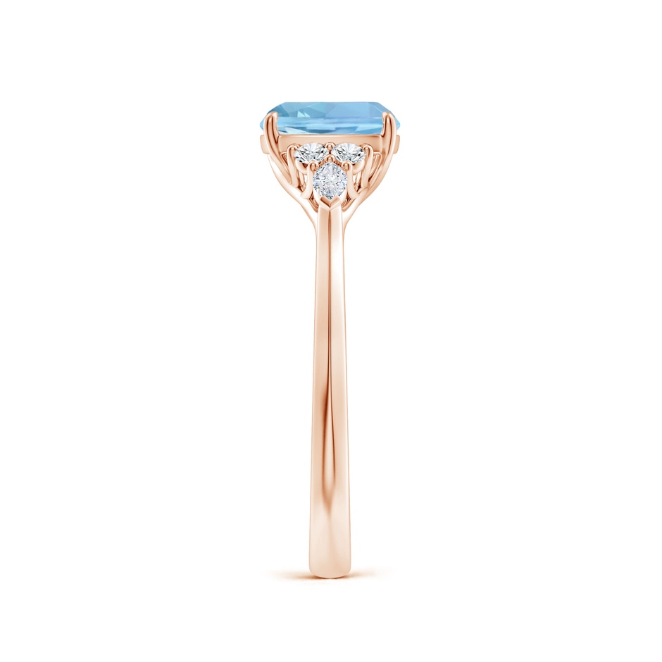 7mm AAAA Cushion Aquamarine Side Stone Engagement Ring with Diamonds in Rose Gold side 299