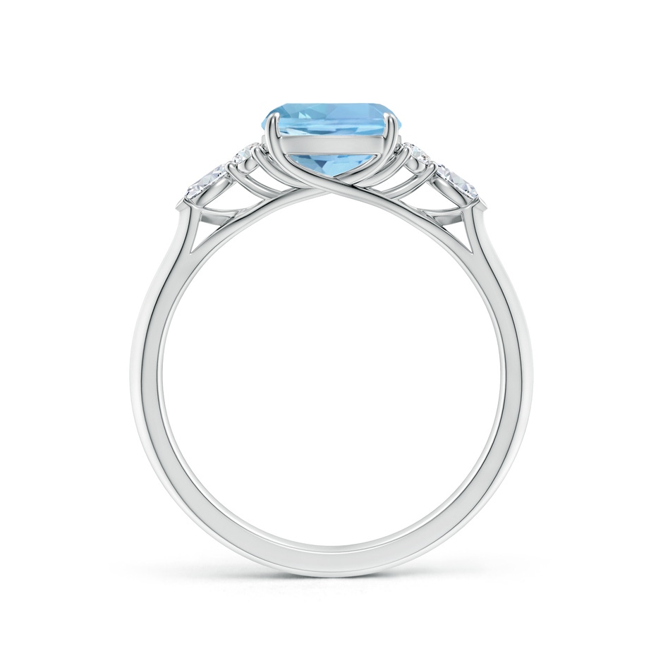7mm AAAA Cushion Aquamarine Side Stone Engagement Ring with Diamonds in S999 Silver side 199