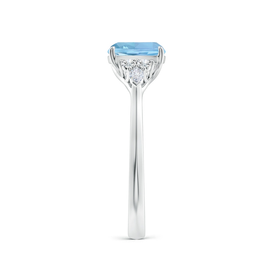 7mm AAAA Cushion Aquamarine Side Stone Engagement Ring with Diamonds in S999 Silver side 299