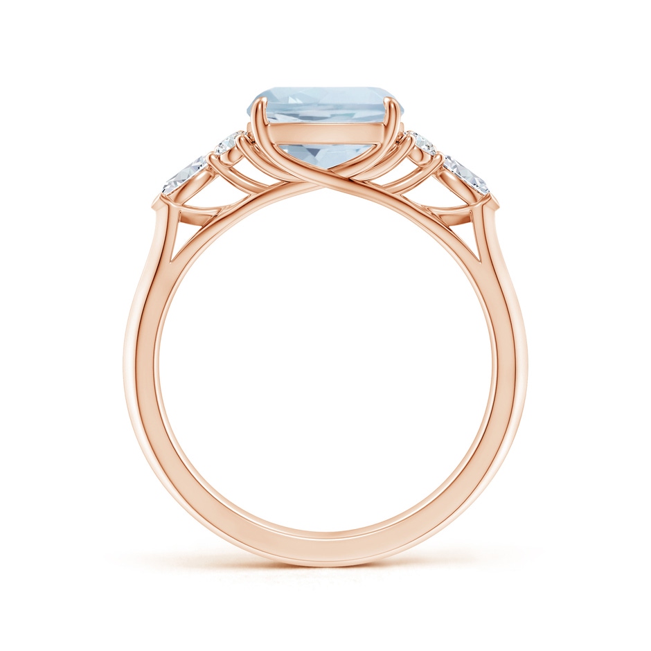 8mm A Cushion Aquamarine Side Stone Engagement Ring with Diamonds in Rose Gold side 199