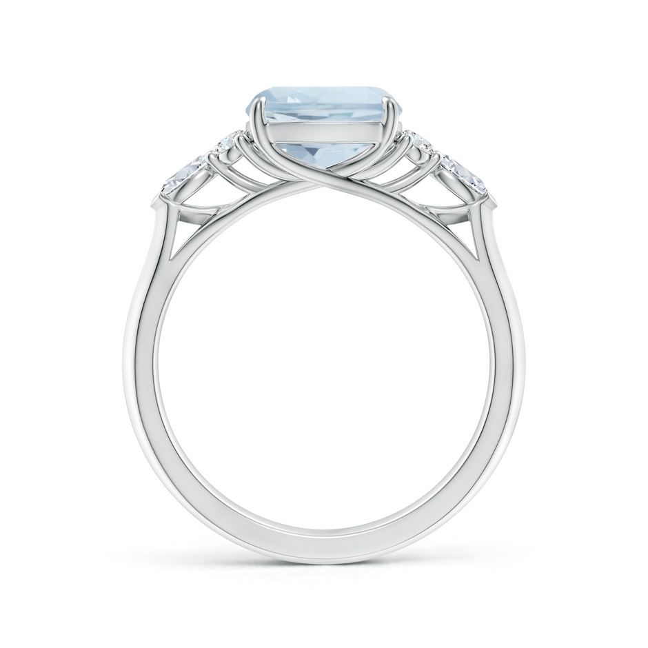 8mm A Cushion Aquamarine Side Stone Engagement Ring with Diamonds in White Gold side 199