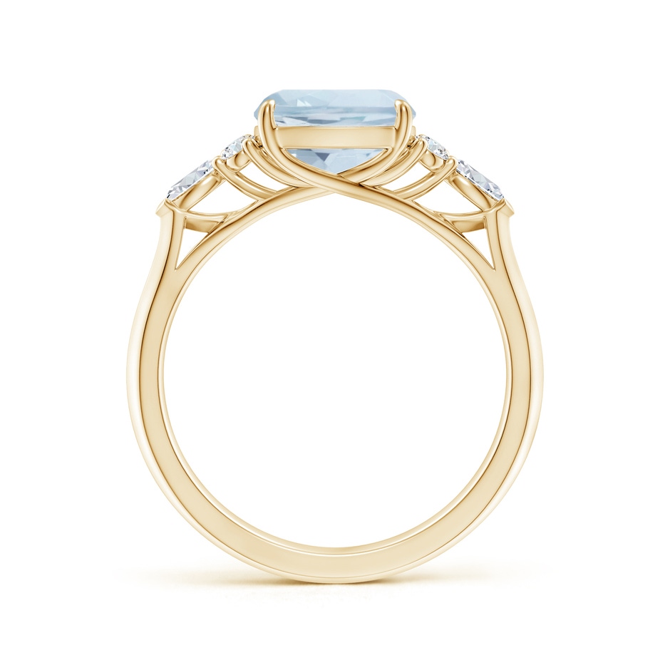 8mm A Cushion Aquamarine Side Stone Engagement Ring with Diamonds in Yellow Gold side 199