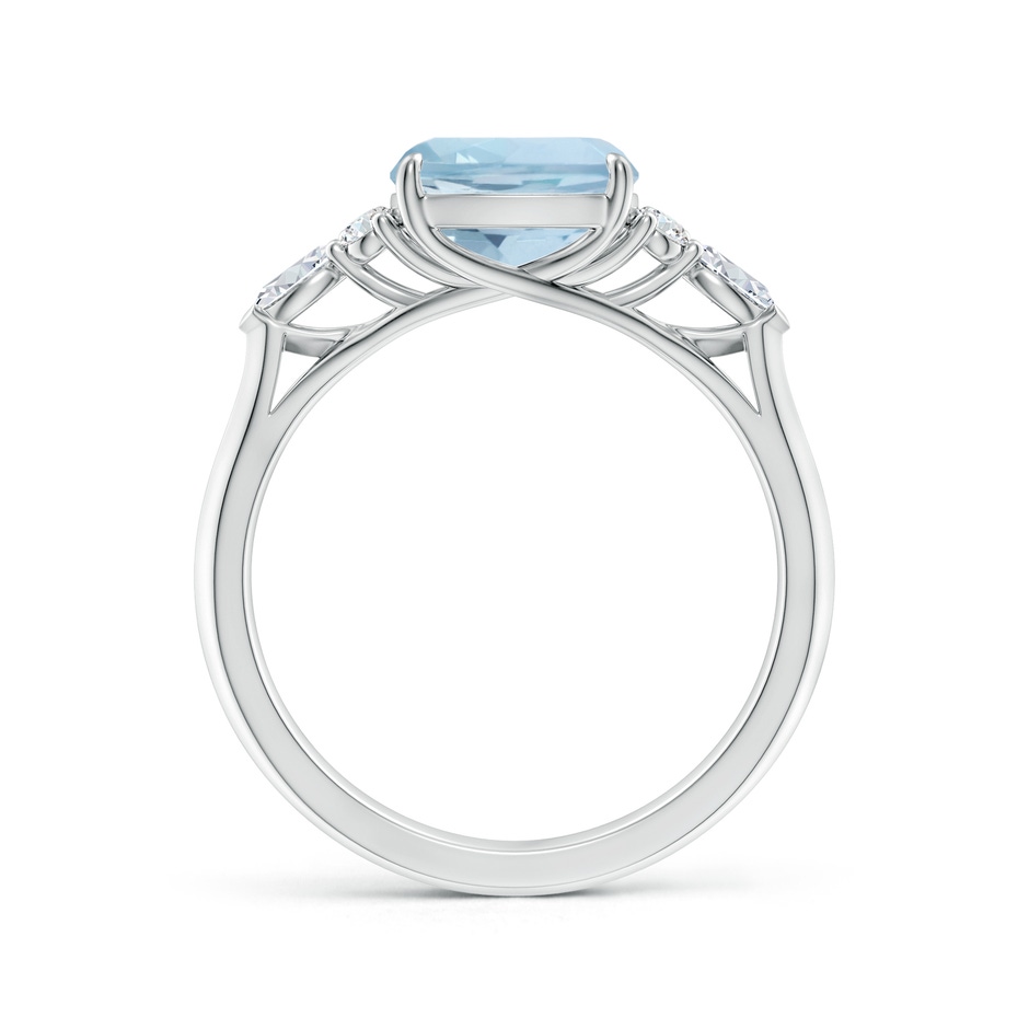 8mm AA Cushion Aquamarine Side Stone Engagement Ring with Diamonds in P950 Platinum side 199