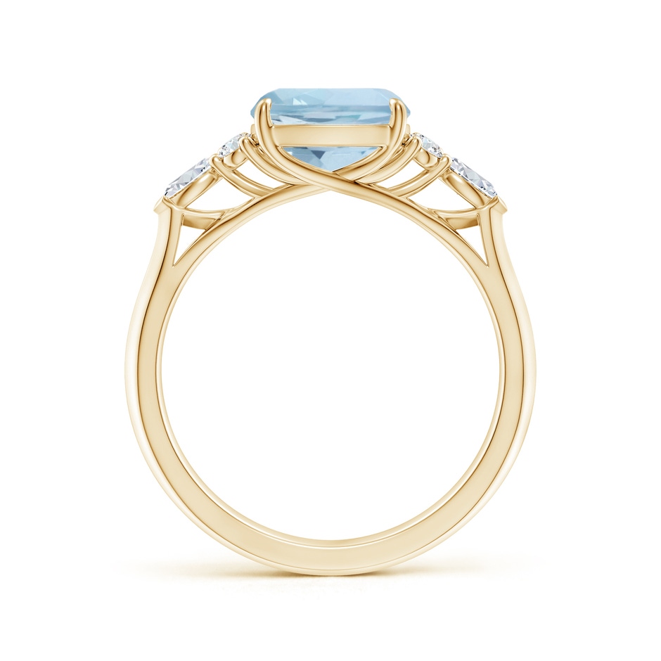 8mm AA Cushion Aquamarine Side Stone Engagement Ring with Diamonds in Yellow Gold side 199