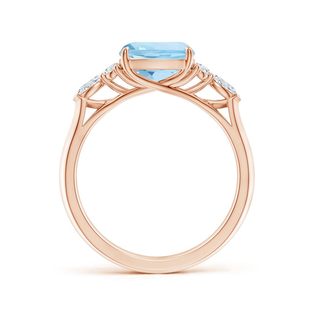 8mm AAA Cushion Aquamarine Side Stone Engagement Ring with Diamonds in Rose Gold Side 199