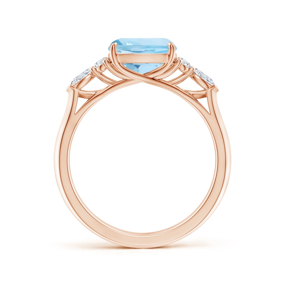 8mm AAA Cushion Aquamarine Side Stone Engagement Ring with Diamonds in Rose Gold side 199