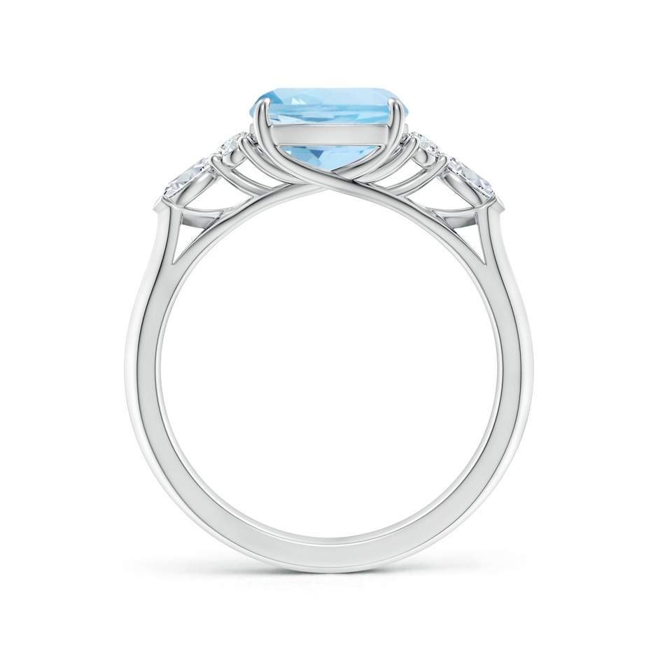 8mm AAA Cushion Aquamarine Side Stone Engagement Ring with Diamonds in White Gold side 199