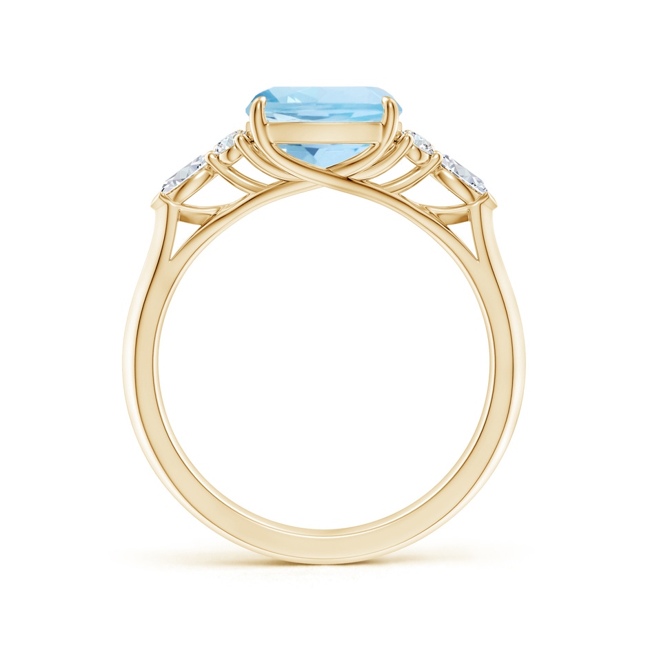 8mm AAA Cushion Aquamarine Side Stone Engagement Ring with Diamonds in Yellow Gold side 199