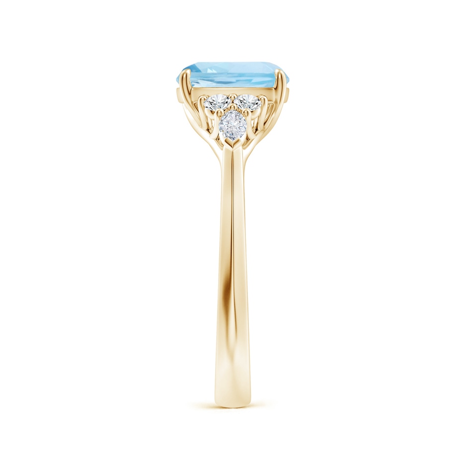 8mm AAA Cushion Aquamarine Side Stone Engagement Ring with Diamonds in Yellow Gold side 299