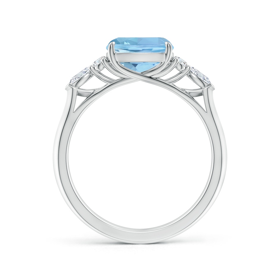 8mm AAAA Cushion Aquamarine Side Stone Engagement Ring with Diamonds in P950 Platinum side 199