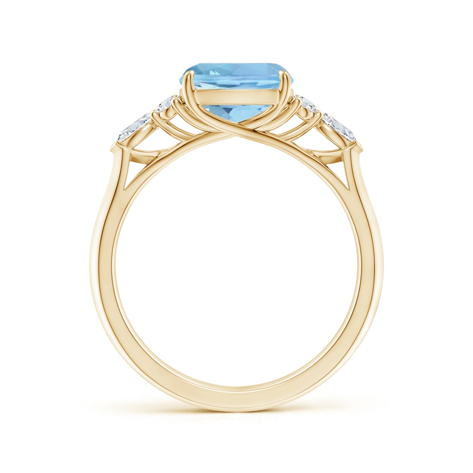 8mm AAAA Cushion Aquamarine Side Stone Engagement Ring with Diamonds in Yellow Gold side 199