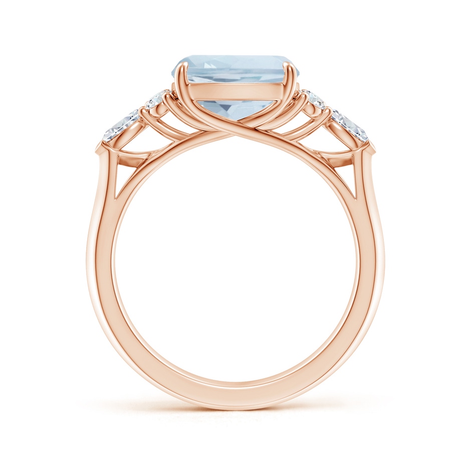 9mm A Cushion Aquamarine Side Stone Engagement Ring with Diamonds in Rose Gold side 199