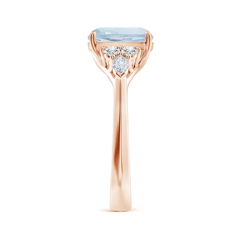 9mm A Cushion Aquamarine Side Stone Engagement Ring with Diamonds in Rose Gold side 299
