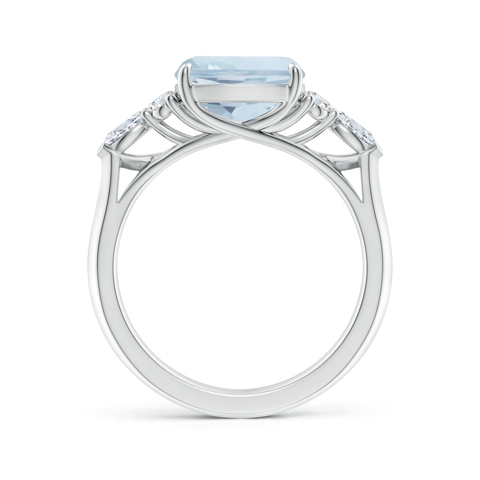 9mm A Cushion Aquamarine Side Stone Engagement Ring with Diamonds in White Gold side 199