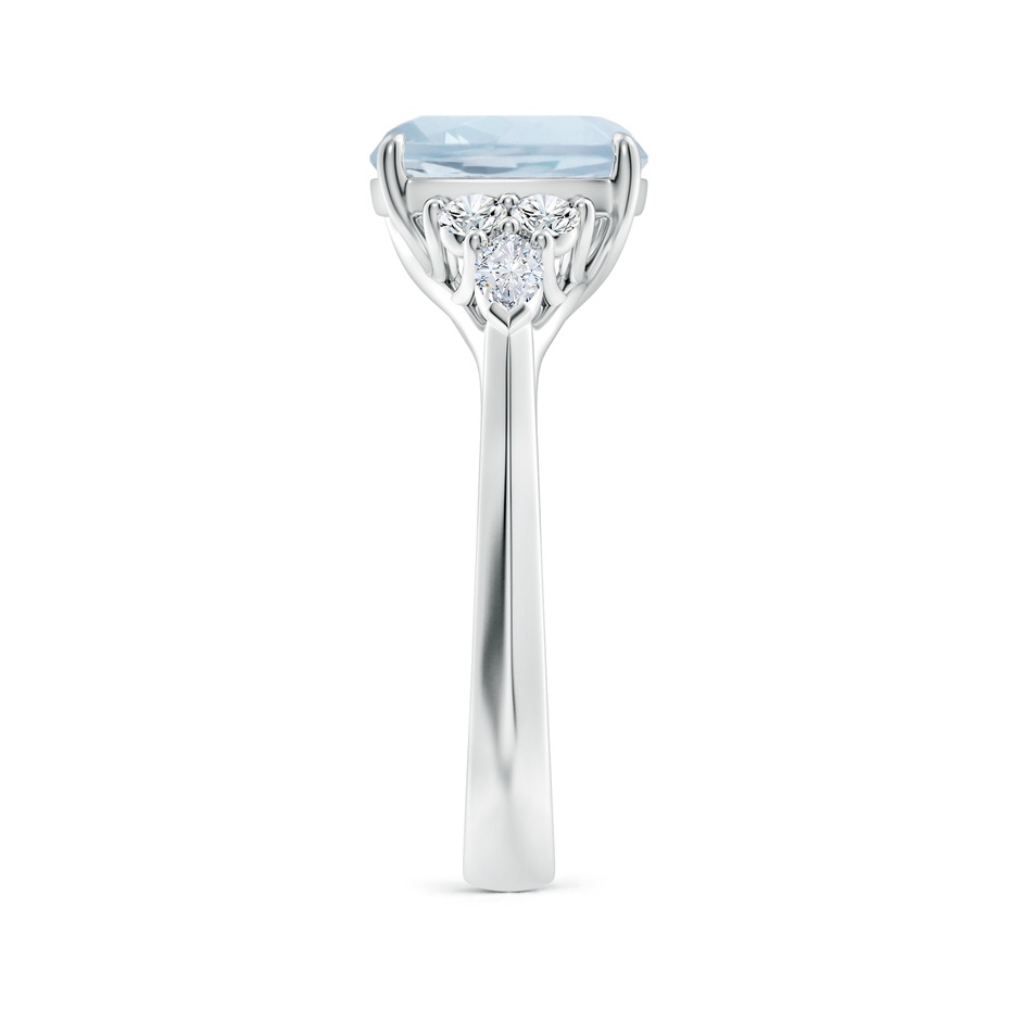 9mm A Cushion Aquamarine Side Stone Engagement Ring with Diamonds in White Gold side 299