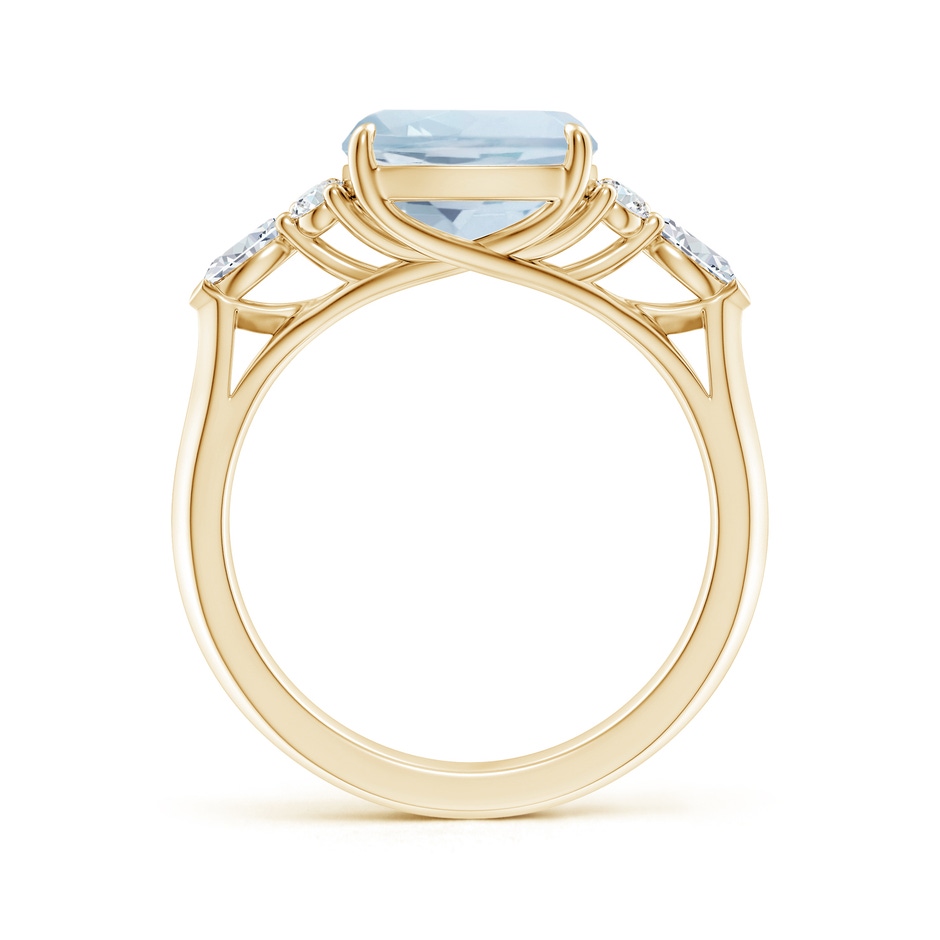 9mm A Cushion Aquamarine Side Stone Engagement Ring with Diamonds in Yellow Gold side 199