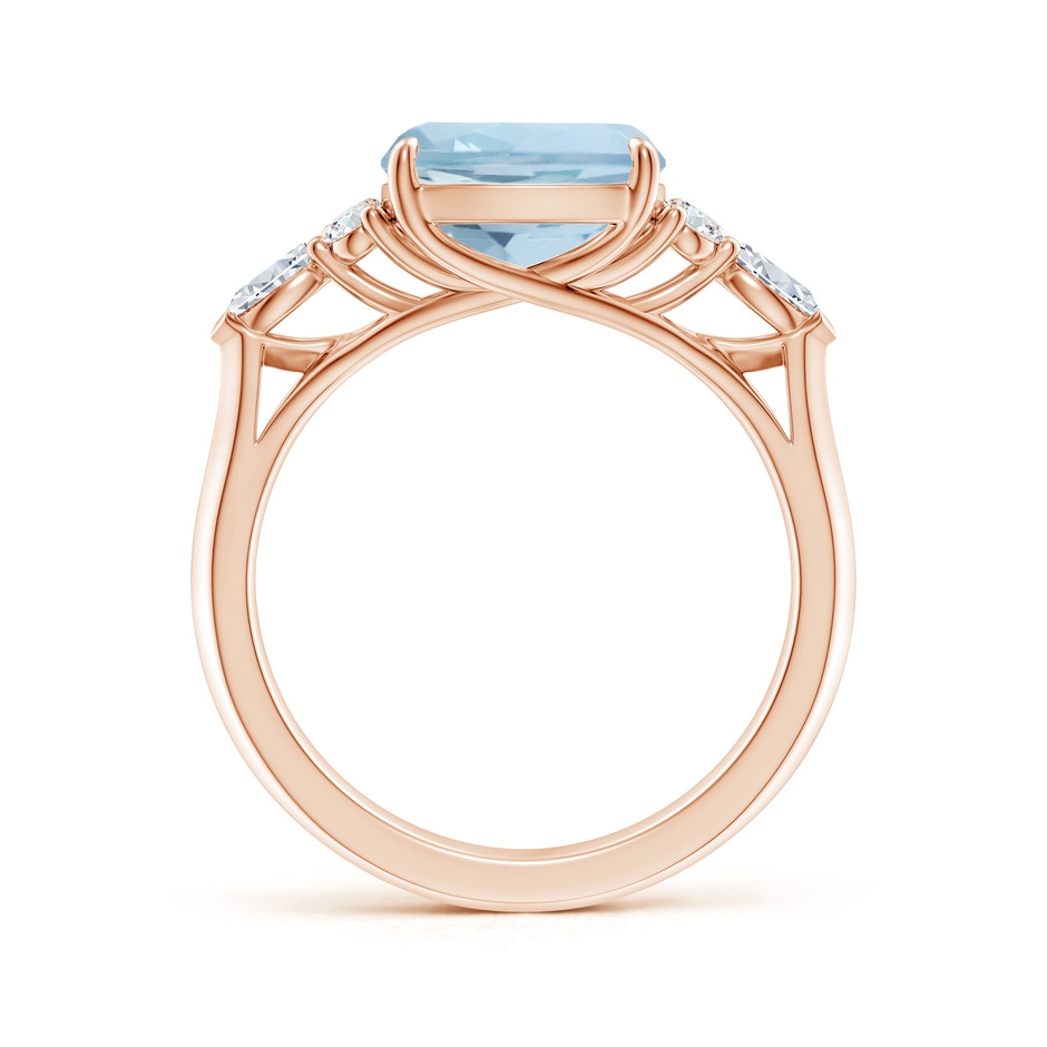 9mm AA Cushion Aquamarine Side Stone Engagement Ring with Diamonds in Rose Gold side 199