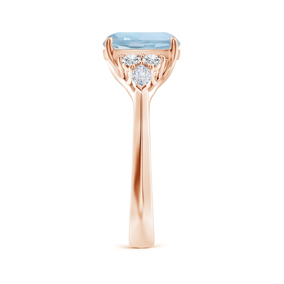 9mm AA Cushion Aquamarine Side Stone Engagement Ring with Diamonds in Rose Gold side 299