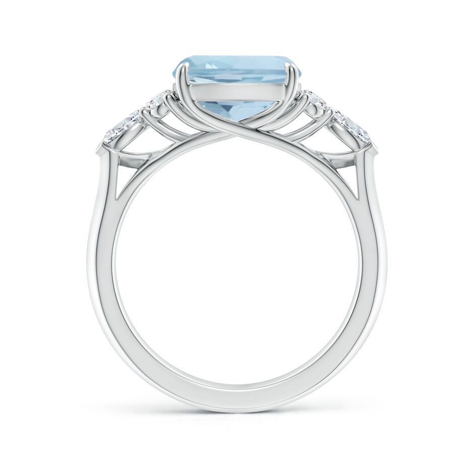 9mm AA Cushion Aquamarine Side Stone Engagement Ring with Diamonds in White Gold side 199