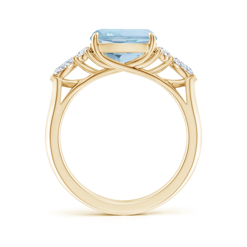 9mm AA Cushion Aquamarine Side Stone Engagement Ring with Diamonds in Yellow Gold side 199