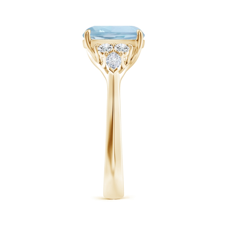 9mm AA Cushion Aquamarine Side Stone Engagement Ring with Diamonds in Yellow Gold side 299